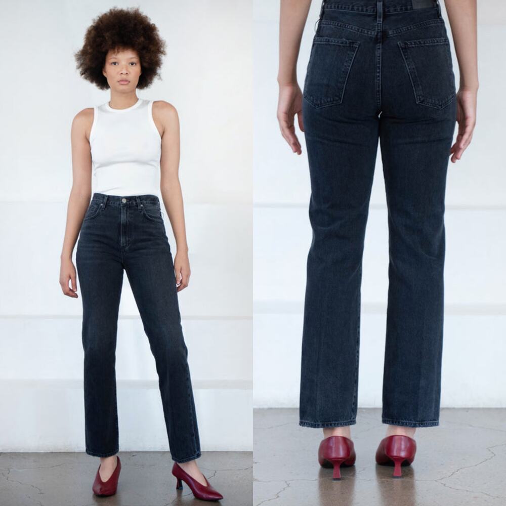 Goldsign Jean NWT Martin Ultra High Rise Studio Black 24 $297 Straight Leg Denim - Picture 1 of 5